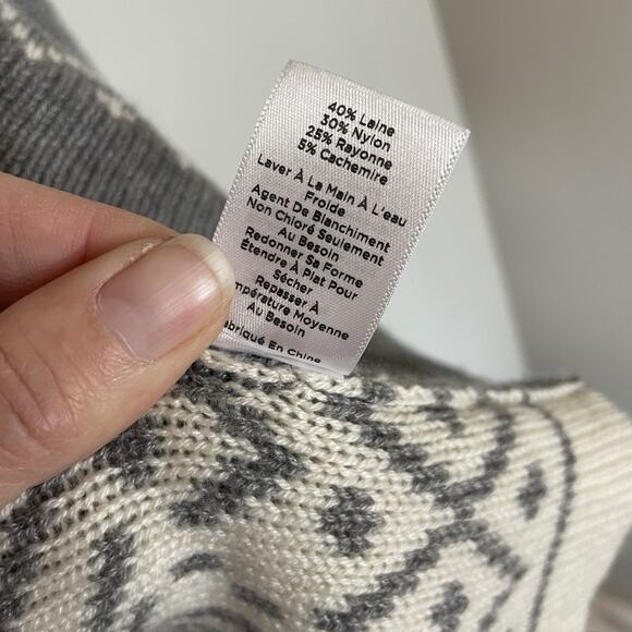 Talbots Petites Womens Fair Isle Cardigan Sweater Wool Cashmere Blend Size LP - Picture 5 of 8